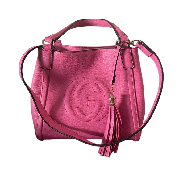 GUCCI Pink Leather SOHO HOBO Tote Shoulder bag